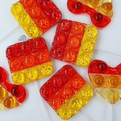 Kit C 2 Moldes Pirulitos Fidget 6cm Quadrado + Isomalt 150gr