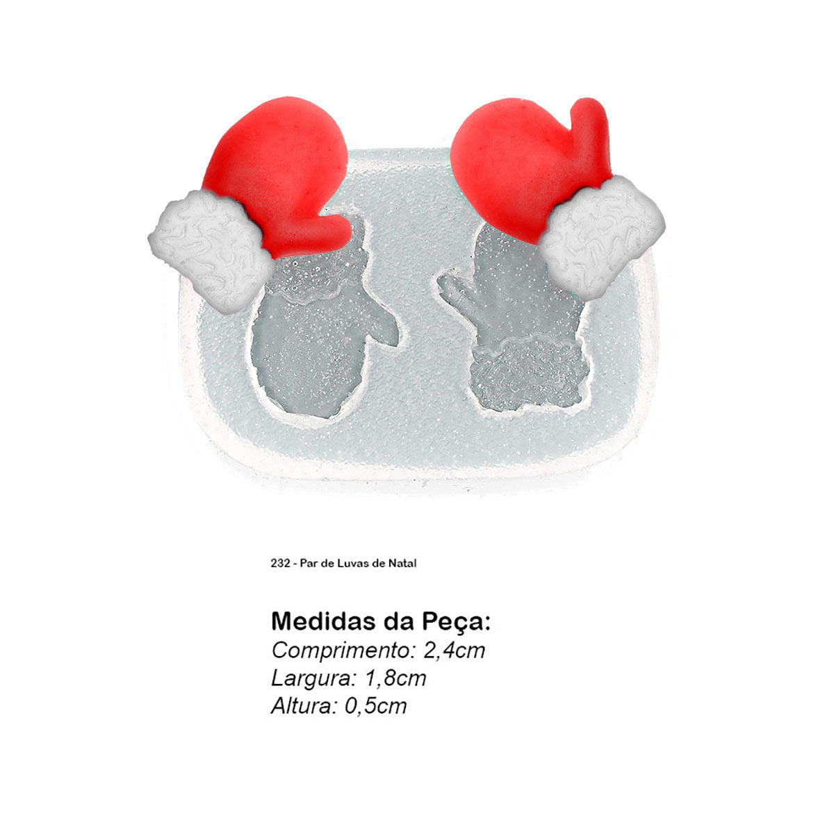 Molde de  Silicone 232 - Par de Luvas de Natal