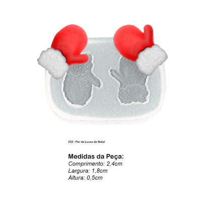 Molde de  Silicone 232 - Par de Luvas de Natal