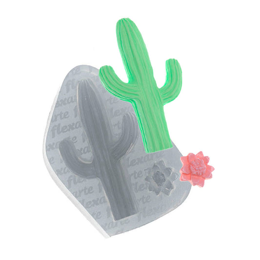 Molde de  Silicone 465 - Cacto Médio + Florzinha