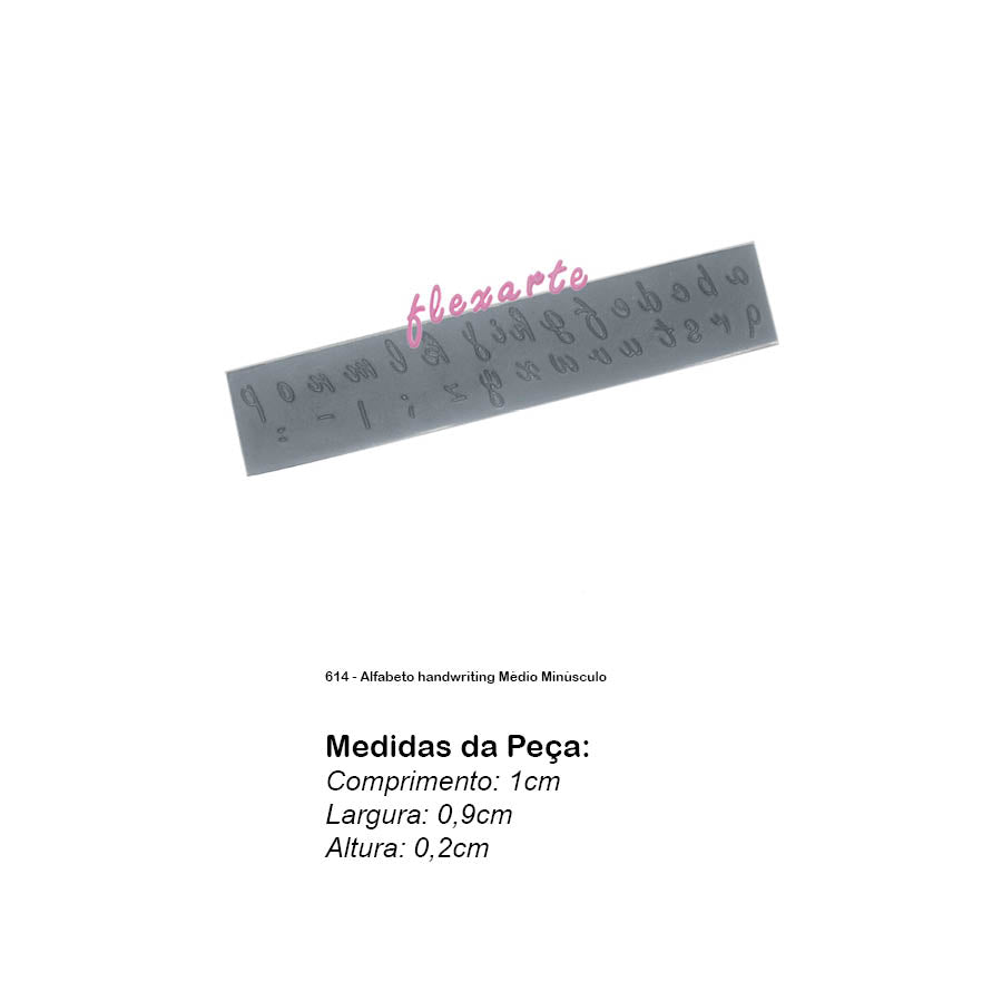 Molde de  Silicone 614 - Alfabeto handwriting Médio Minúsculo