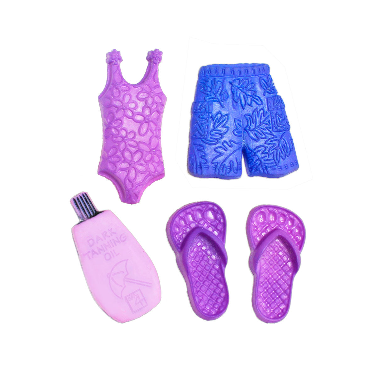 Molde de  Silicone 918 - Conjunto Praia Verão 1 - Maiô + Bermuda + Chinelo