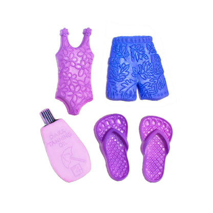 Molde de  Silicone 918 - Conjunto Praia Verão 1 - Maiô + Bermuda + Chinelo