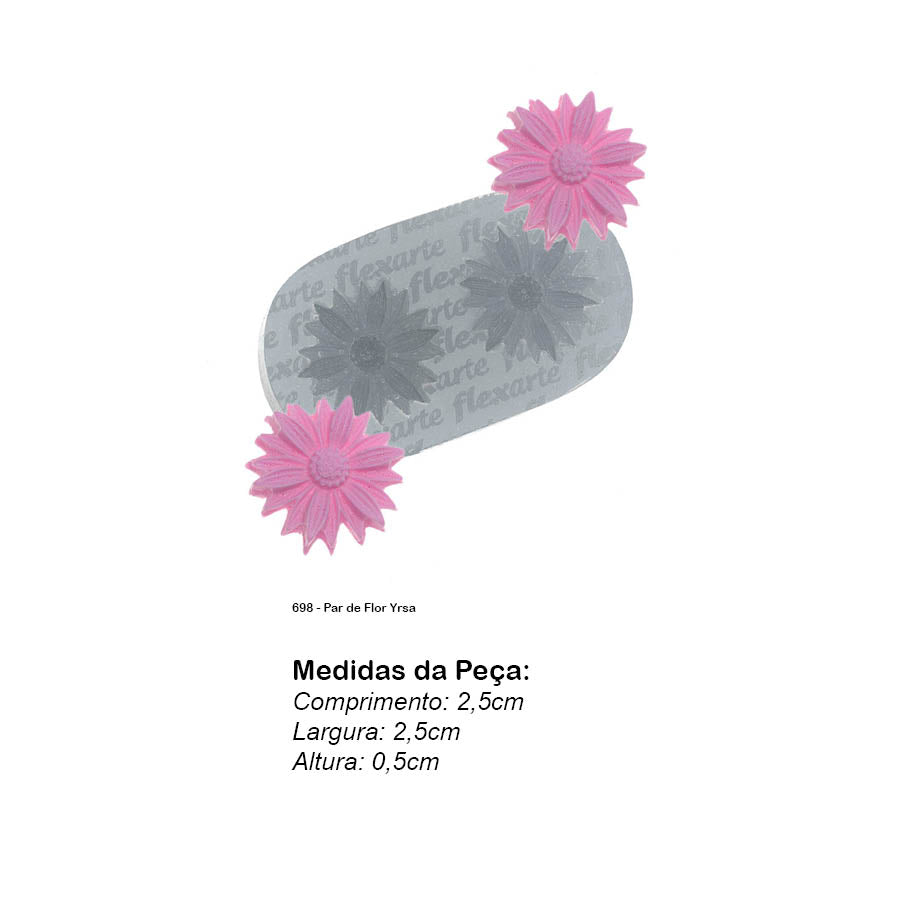 Molde de  Silicone 698 - Par de Flor Yrsa