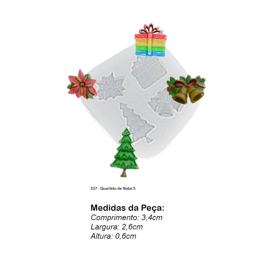 Molde de  Silicone 237 - Quarteto de Natal 5