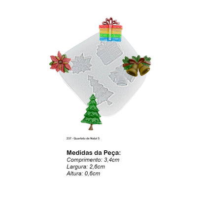 Molde de  Silicone 237 - Quarteto de Natal 5
