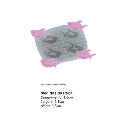 Molde de  Silicone 595 - Quarteto de Mini Tubarões