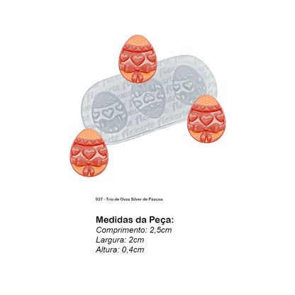 Molde de  Silicone 927 - Trio de Ovos Silver de Páscoa
