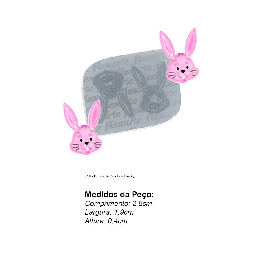 Molde de  Silicone 718 - Dupla de Coelhos Becky