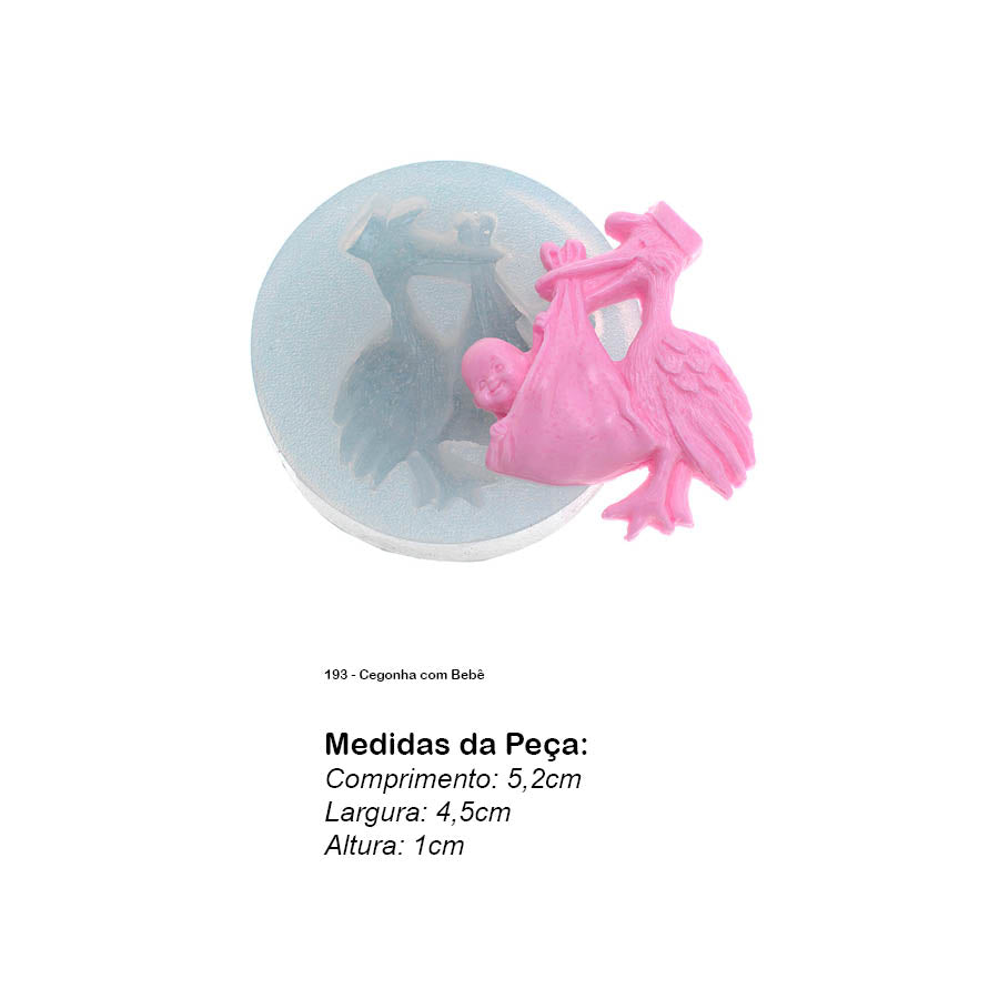 Molde de  Silicone 193 - Cegonha com Bebê