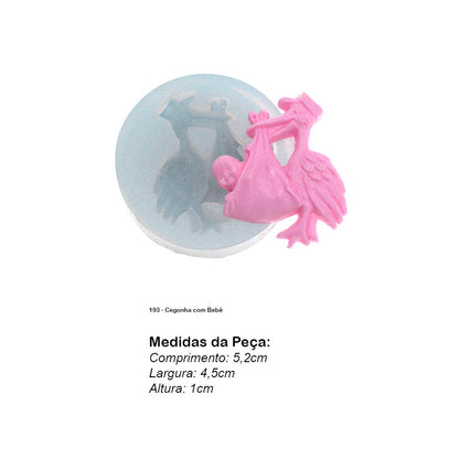 Molde de  Silicone 193 - Cegonha com Bebê