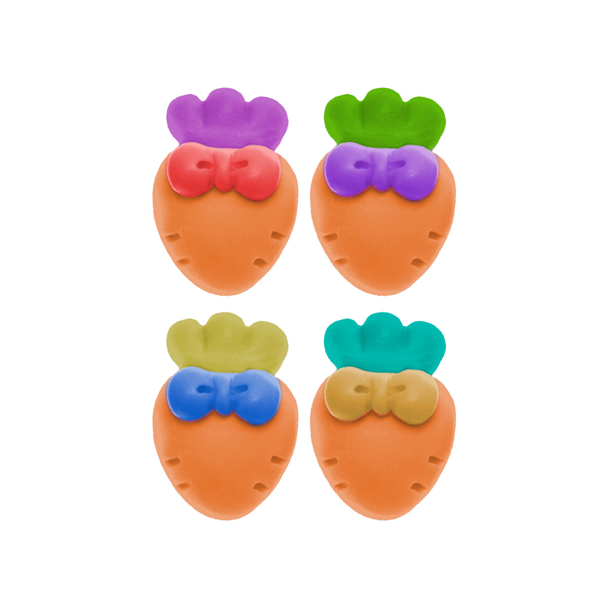 Molde de  Silicone 994 - Quarteto de Cenouras Peq. c/ Laço 2cm
