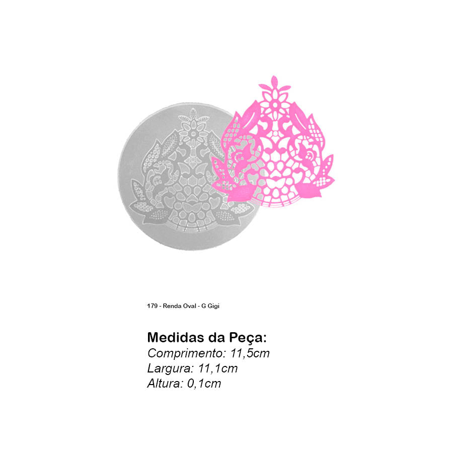 Molde de  Silicone 179 - Renda Oval - G Gigi