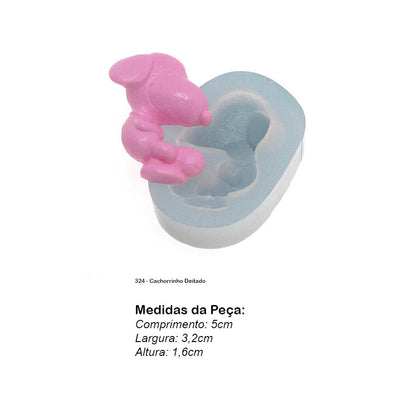 Molde de  Silicone 324 - Cachorrinho Deitado