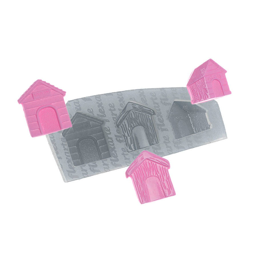 Molde de  Silicone 568 - Trio de Casinhas de Cachorro - Pet