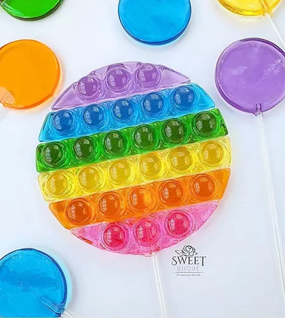Molde Pirulito Fidget Pop It 12cm + 2 Isomalt 150gr + Brinde