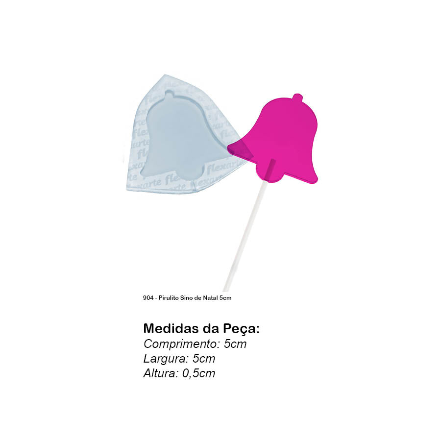 Molde de  Silicone 904 - Pirulito Sino de Natal 5cm