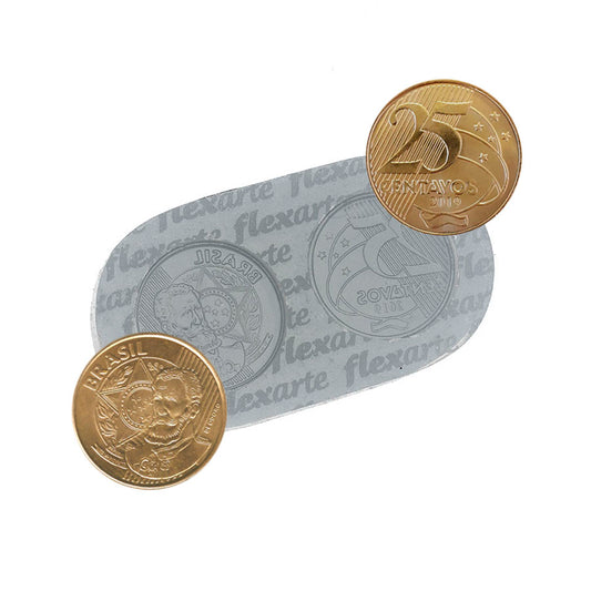 Molde de  Silicone 609 - Moeda 25 Centavos Fantasia - Frente e Verso