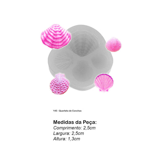 Molde de  Silicone 145 - Quarteto de Conchas - BLACK FRIDAY