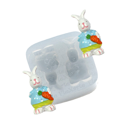 Molde de  Silicone 026 - Dupla de Coelhos de Pijama