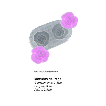 Molde de  Silicone 801 - Dupla de Flores Shine Lessie