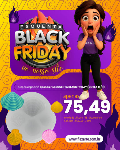 Molde de  Silicone 145 - Quarteto de Conchas - BLACK FRIDAY