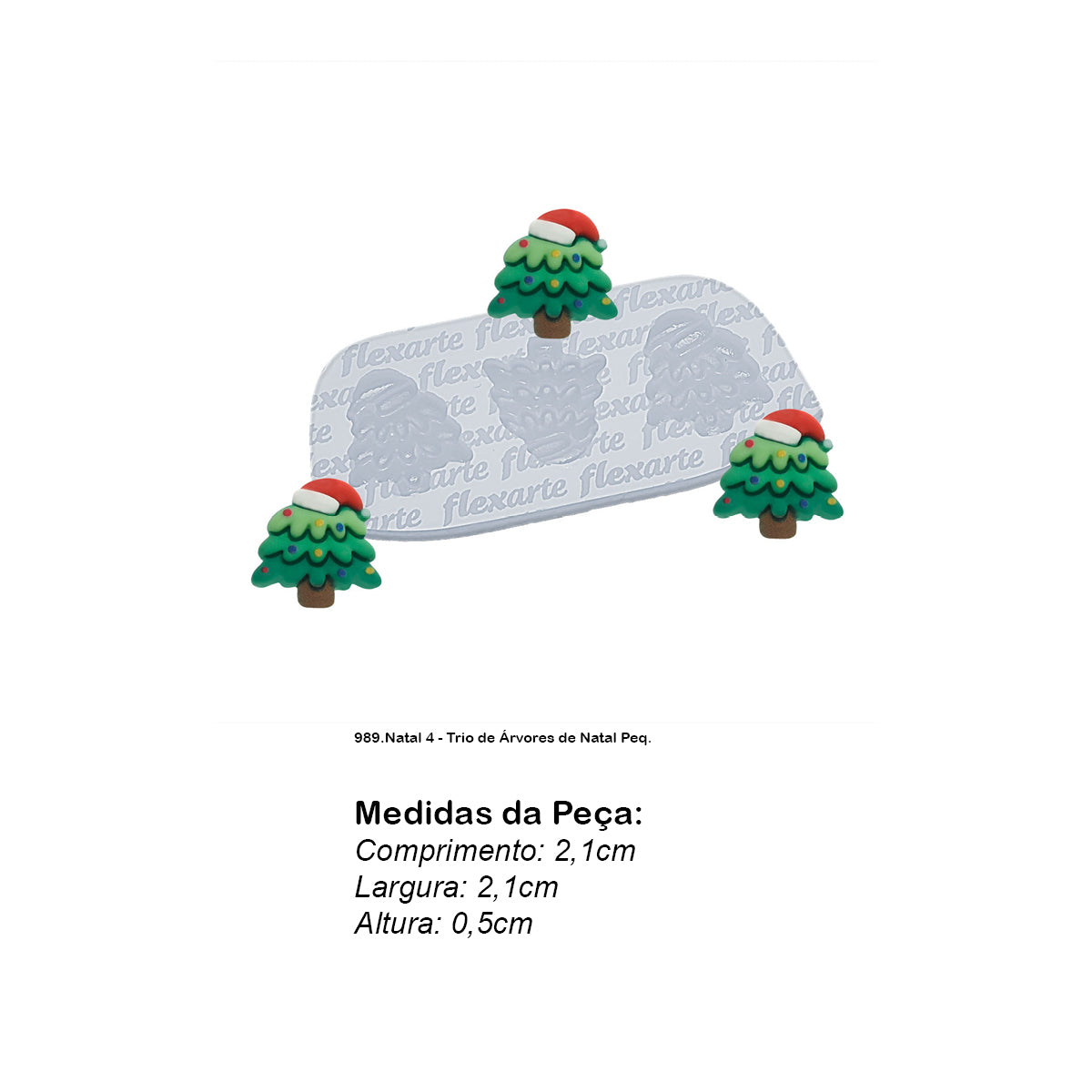 Molde de  Silicone 989 - Natal 4 - Trio de Árvores de Natal Peq -