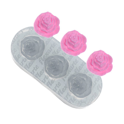 Molde de  Silicone 162 - Trio de Rosinhas Halle Médias