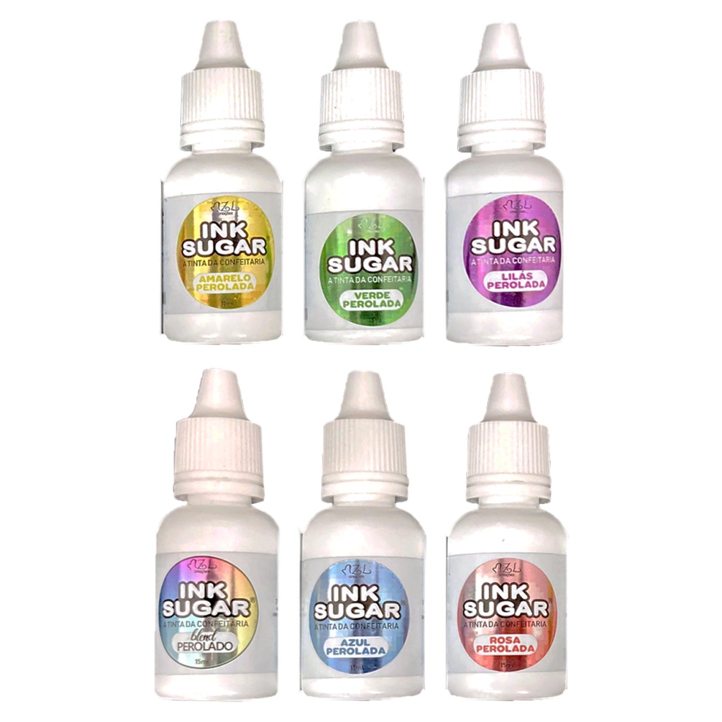 Kit Ink Sugar Perolado - 6 Cores (Blend, Azul, Rosa, Amarelo, Verde, Lilás) - 15ml