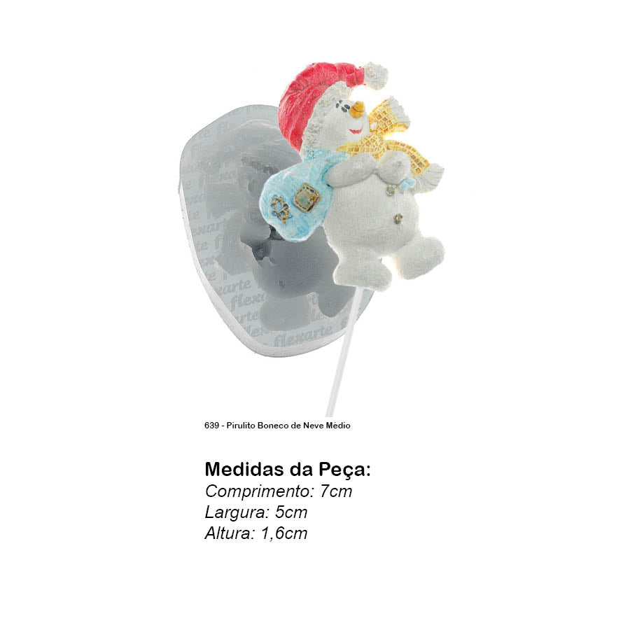 Molde de  Silicone 639 - Pirulito Boneco de Neve Médio