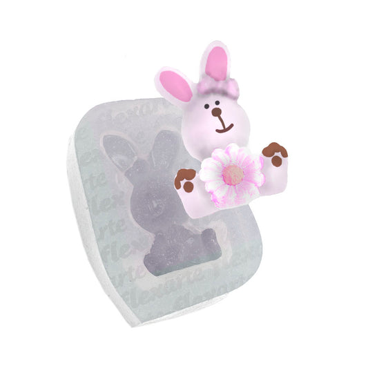 Molde de  Silicone 647 - Coelho com Margarida