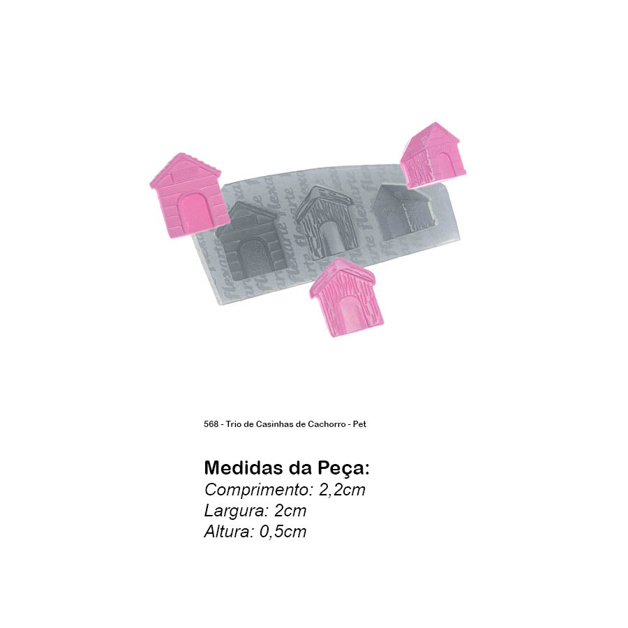 Molde de  Silicone 568 - Trio de Casinhas de Cachorro - Pet