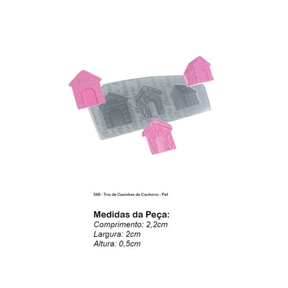 Molde de  Silicone 568 - Trio de Casinhas de Cachorro - Pet