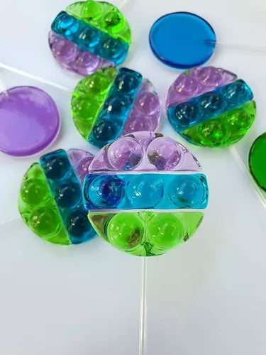 Kit Com Molde De Pirulito Fidget 6cm Redondo + Isomalt 150gr