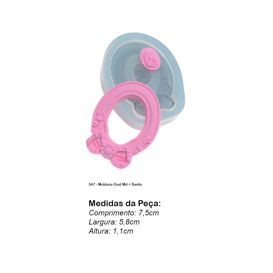 Molde de  Silicone 347 - Moldura Oval Md + Santa