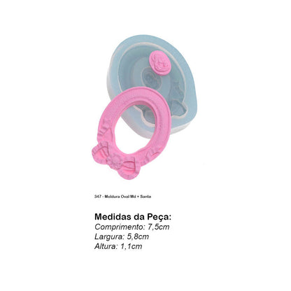 Molde de  Silicone 347 - Moldura Oval Md + Santa