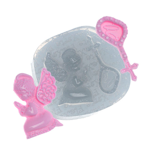 Molde de  Silicone 142 - Mini Terço + Anjinho