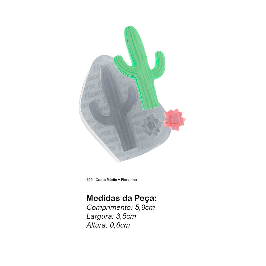 Molde de  Silicone 465 - Cacto Médio + Florzinha