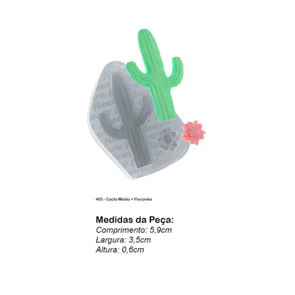 Molde de  Silicone 465 - Cacto Médio + Florzinha