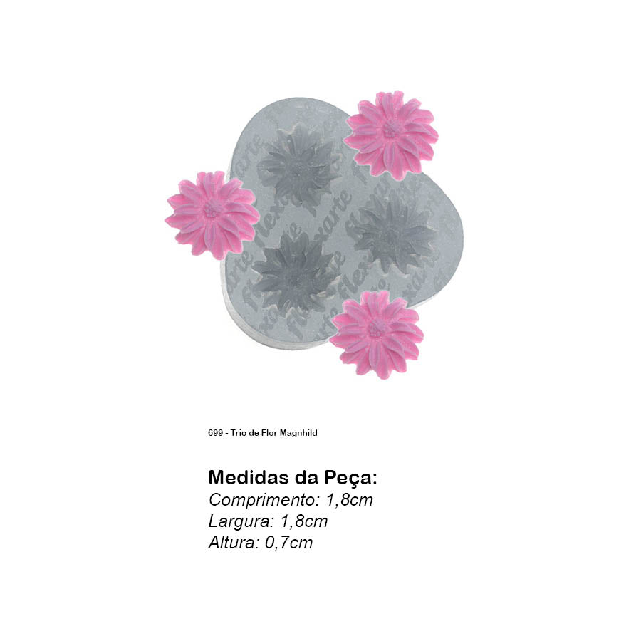 Molde de  Silicone 699 - Trio de Flor Magnhild