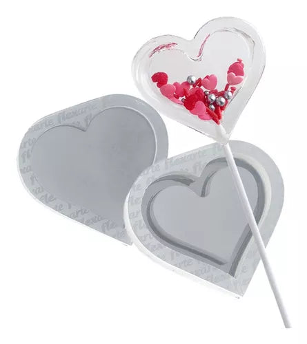 Kit  Sweet Buque - 2 Conjuntos Pirulito Coração Chocalho