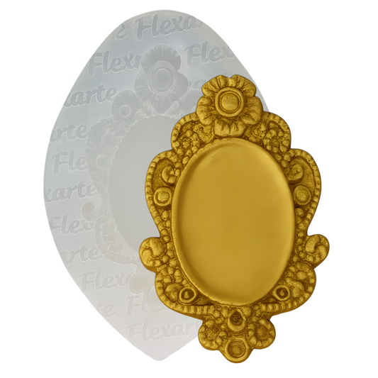 Molde de Silicone 1014 - Moldura Oval Pansy 4,5cm - Flexarte