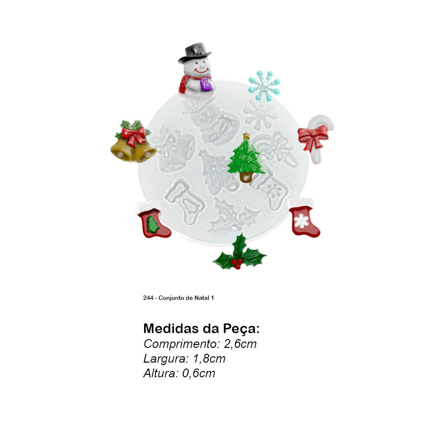 Molde de  Silicone 244 - Conjunto de Natal 1