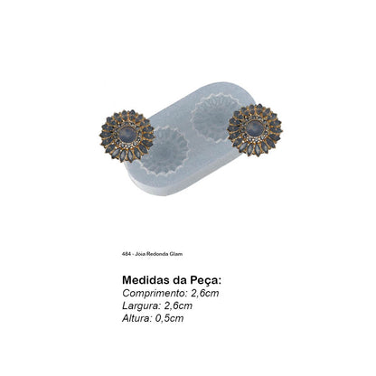Molde de  Silicone 484 - Jóia Redonda Glam