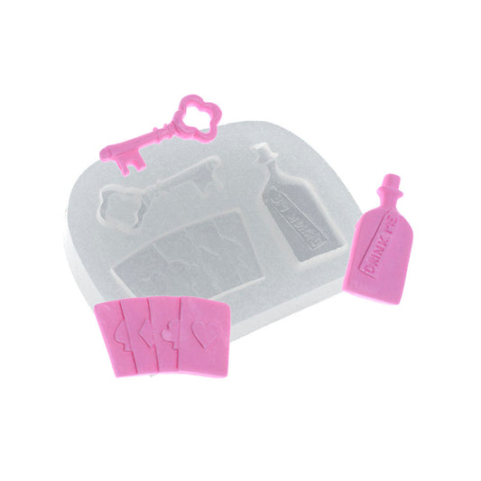 Molde de  Silicone 449 - Garrafa + Baralho + Chave