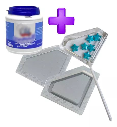 Kit C Molde De Pirulito Chocalho Diamante 585 + Isomalt 150g