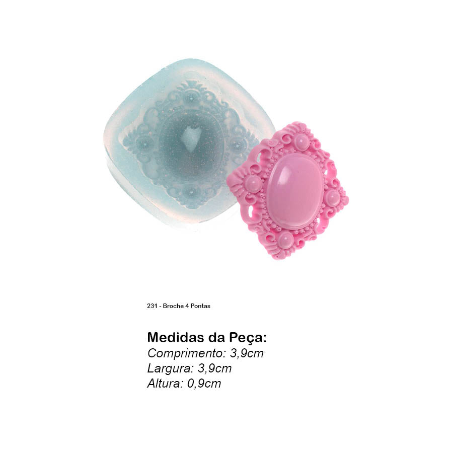Molde de  Silicone 231 - Broche 4 Pontas