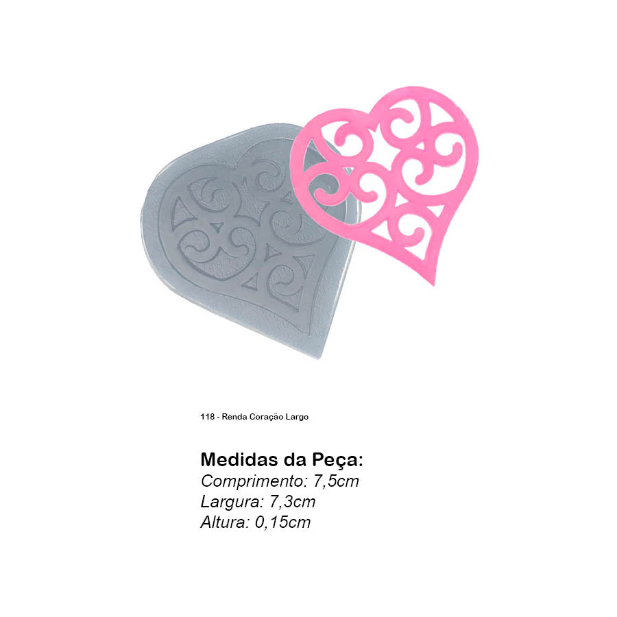 Molde de  Silicone 118 - Renda Coração Largo
