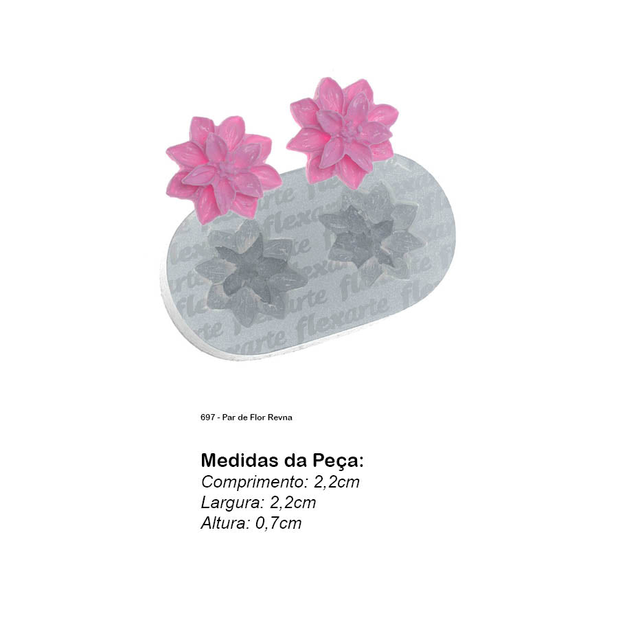 Molde de  Silicone 697 - Par de Flor Revna