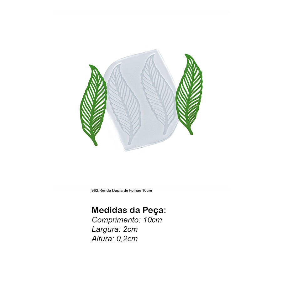 Molde de  Silicone 962 - Renda Dupla de Folhas 10cm